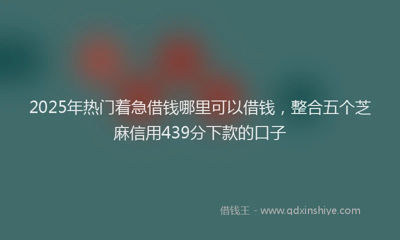 2025年热门着急借钱哪里可以借钱，整合五个芝麻信用439分下款的口子