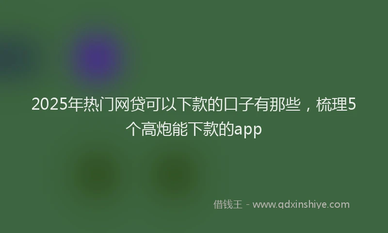 2025年热门网贷可以下款的口子有那些，梳理5个高炮能下款的app