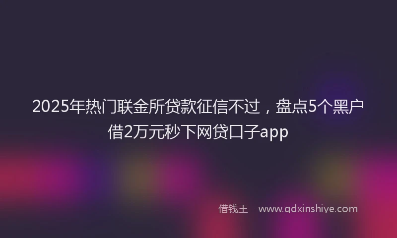 2025年热门联金所贷款征信不过，盘点5个黑户借2万元秒下网贷口子app