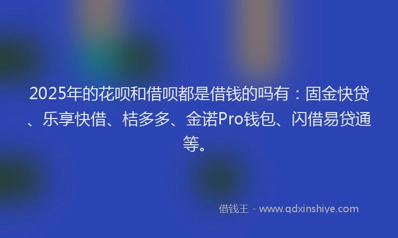 2025年的花呗和借呗都是借钱的吗有：固金快贷、乐享快借、桔多多、金诺Pro钱包、闪借易贷通等。