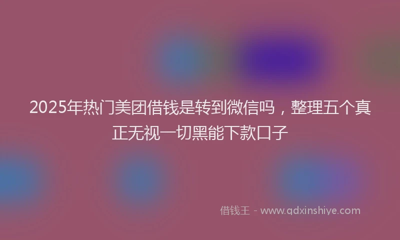 2025年热门美团借钱是转到微信吗，整理五个真正无视一切黑能下款口子