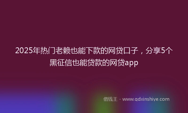 2025年热门老赖也能下款的网贷口子，分享5个黑征信也能贷款的网贷app