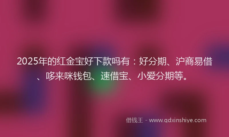 2025年的红金宝好下款吗有：好分期、沪商易借、哆来咪钱包、速借宝、小爱分期等。