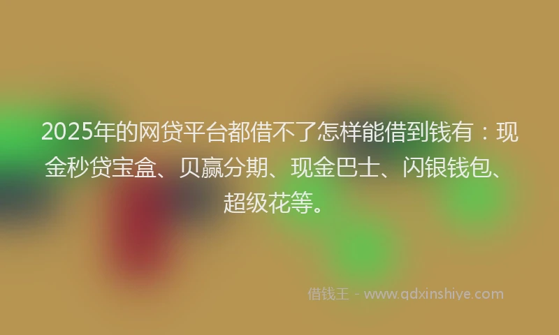 2025年的网贷平台都借不了怎样能借到钱有：现金秒贷宝盒、贝赢分期、现金巴士、闪银钱包、超级花等。