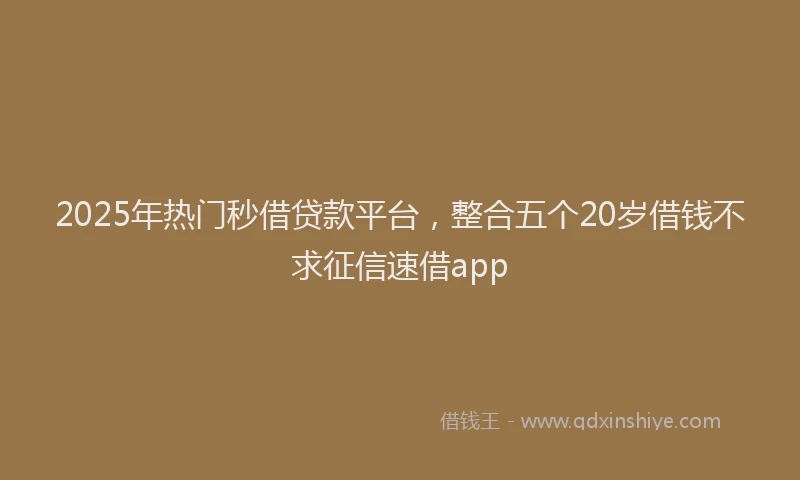 2025年热门秒借贷款平台，整合五个20岁借钱不求征信速借app