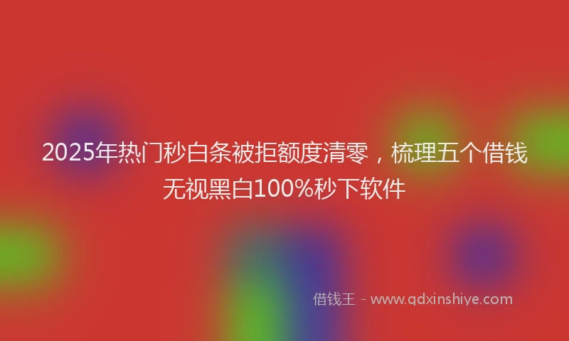 2025年热门秒白条被拒额度清零，梳理五个借钱无视黑白100%秒下软件