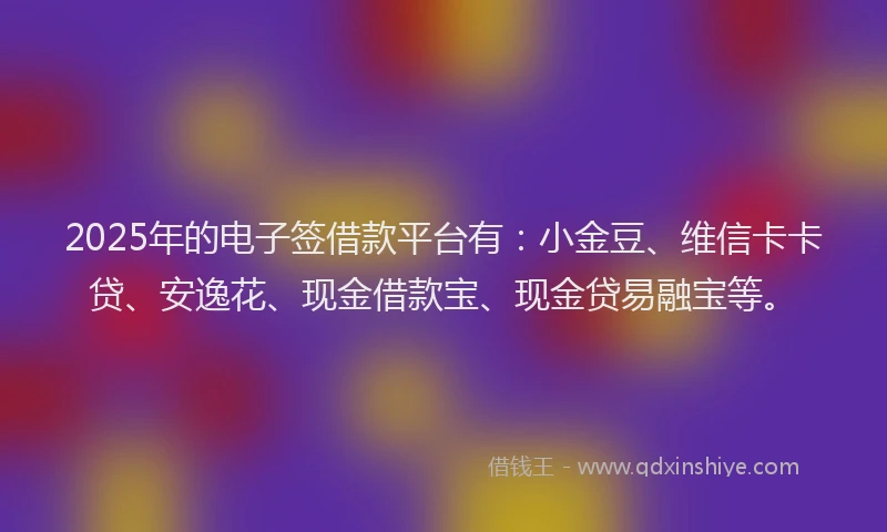 2025年的电子签借款平台有：小金豆、维信卡卡贷、安逸花、现金借款宝、现金贷易融宝等。