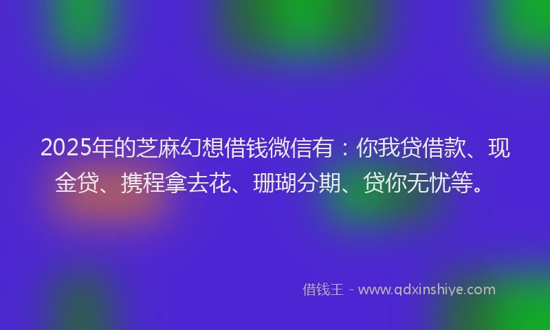 2025年的芝麻幻想借钱微信有：你我贷借款、现金贷、携程拿去花、珊瑚分期、贷你无忧等。