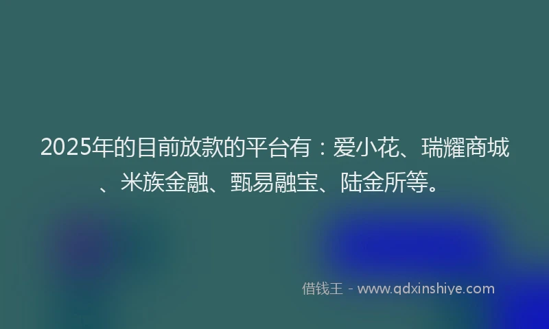 2025年的目前放款的平台有：爱小花、瑞耀商城、米族金融、甄易融宝、陆金所等。