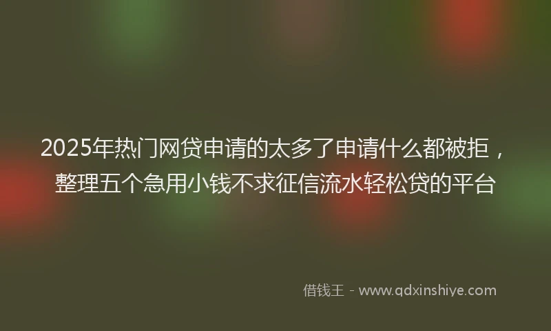 2025年热门网贷申请的太多了申请什么都被拒，整理五个急用小钱不求征信流水轻松贷的平台