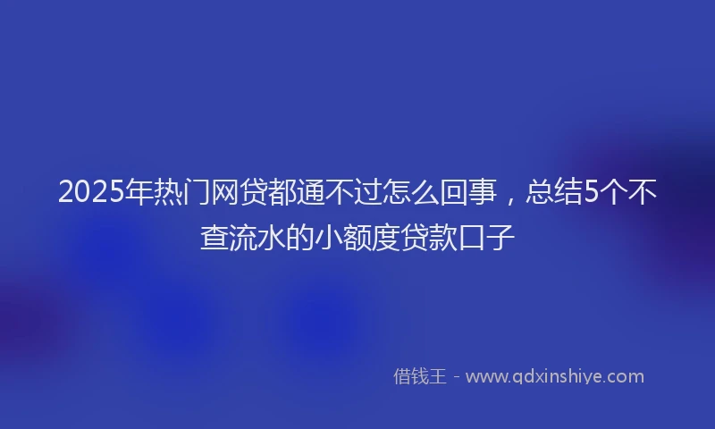 2025年热门网贷都通不过怎么回事，总结5个不查流水的小额度贷款口子