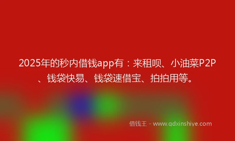 2025年的秒内借钱app有：来租呗、小油菜P2P、钱袋快易、钱袋速借宝、拍拍用等。