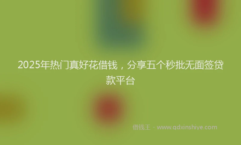 2025年热门真好花借钱，分享五个秒批无面签贷款平台