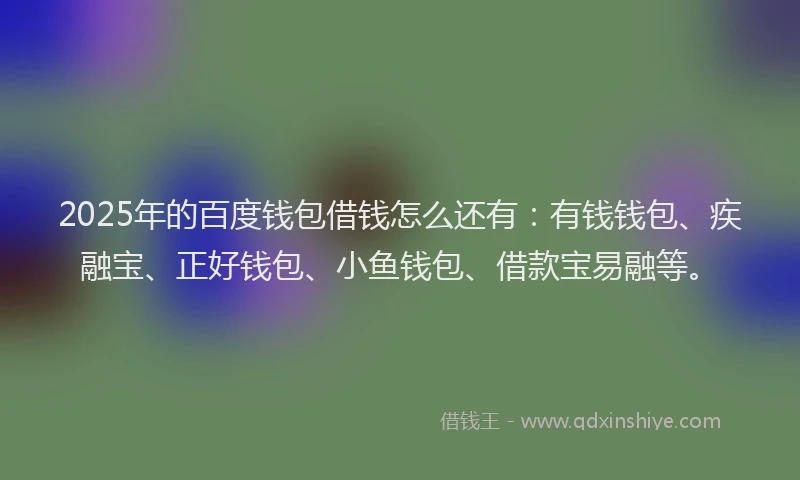 2025年的百度钱包借钱怎么还有：有钱钱包、疾融宝、正好钱包、小鱼钱包、借款宝易融等。