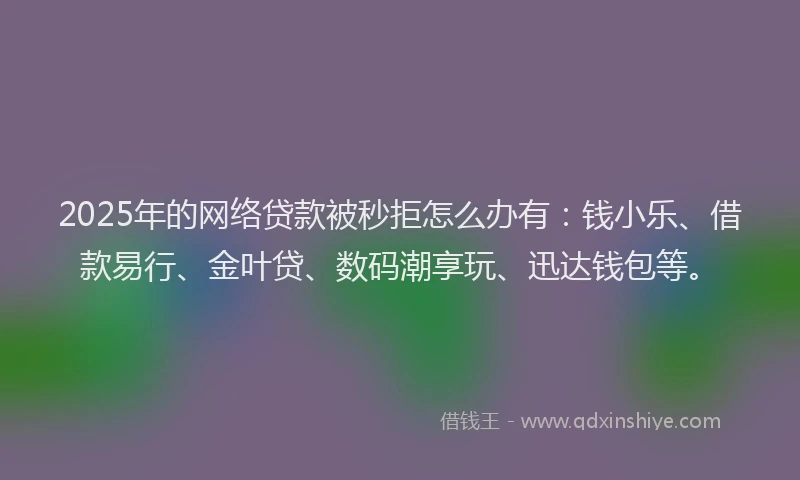 2025年的网络贷款被秒拒怎么办有：钱小乐、借款易行、金叶贷、数码潮享玩、迅达钱包等。