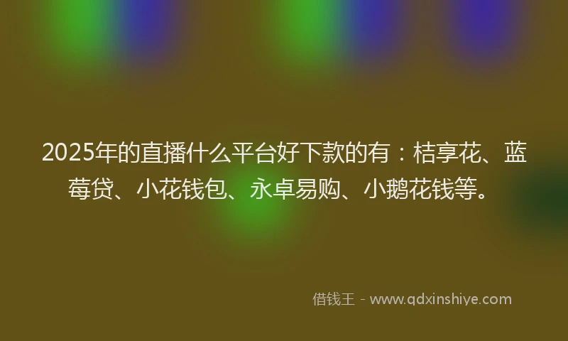 2025年的直播什么平台好下款的有：桔享花、蓝莓贷、小花钱包、永卓易购、小鹅花钱等。
