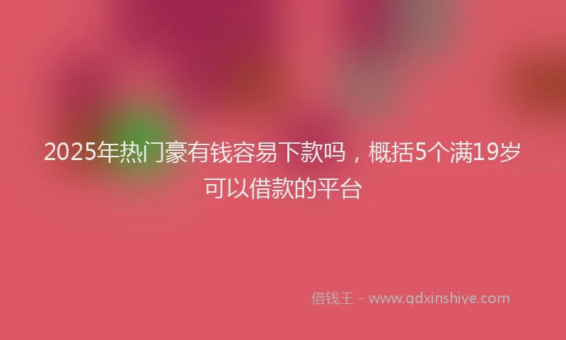 2025年热门豪有钱容易下款吗，概括5个满19岁可以借款的平台