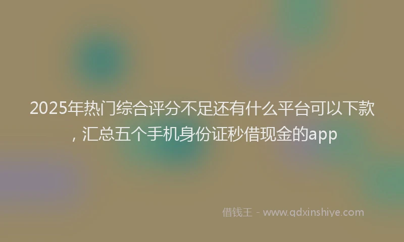 2025年热门综合评分不足还有什么平台可以下款，汇总五个手机身份证秒借现金的app