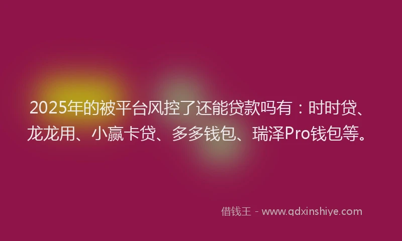 2025年的被平台风控了还能贷款吗有：时时贷、龙龙用、小赢卡贷、多多钱包、瑞泽Pro钱包等。