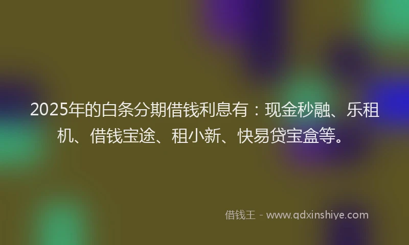 2025年的白条分期借钱利息有：现金秒融、乐租机、借钱宝途、租小新、快易贷宝盒等。