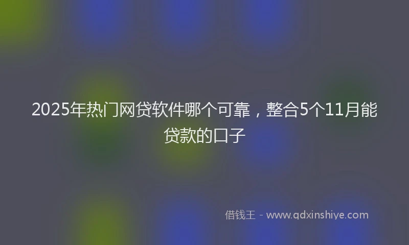 2025年热门网贷软件哪个可靠，整合5个11月能贷款的口子