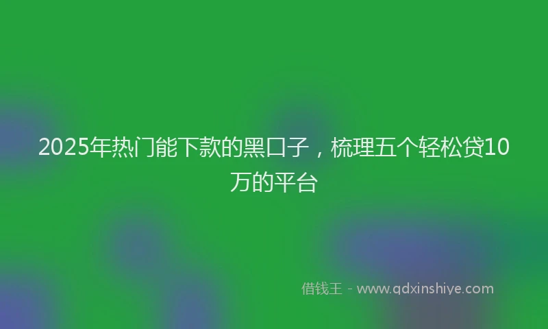 2025年热门能下款的黑口子，梳理五个轻松贷10万的平台
