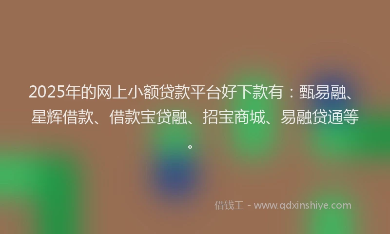 2025年的网上小额贷款平台好下款有：甄易融、星辉借款、借款宝贷融、招宝商城、易融贷通等。