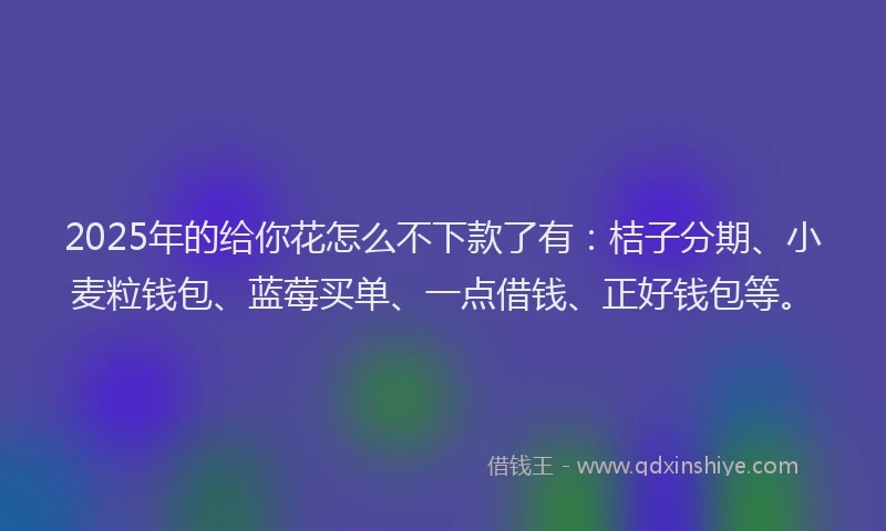 2025年的给你花怎么不下款了有：桔子分期、小麦粒钱包、蓝莓买单、一点借钱、正好钱包等。