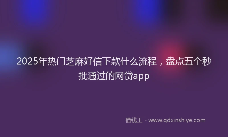2025年热门芝麻好信下款什么流程，盘点五个秒批通过的网贷app
