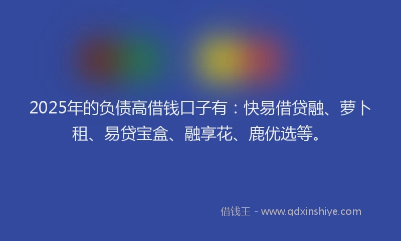 2025年的负债高借钱口子有：快易借贷融、萝卜租、易贷宝盒、融享花、鹿优选等。