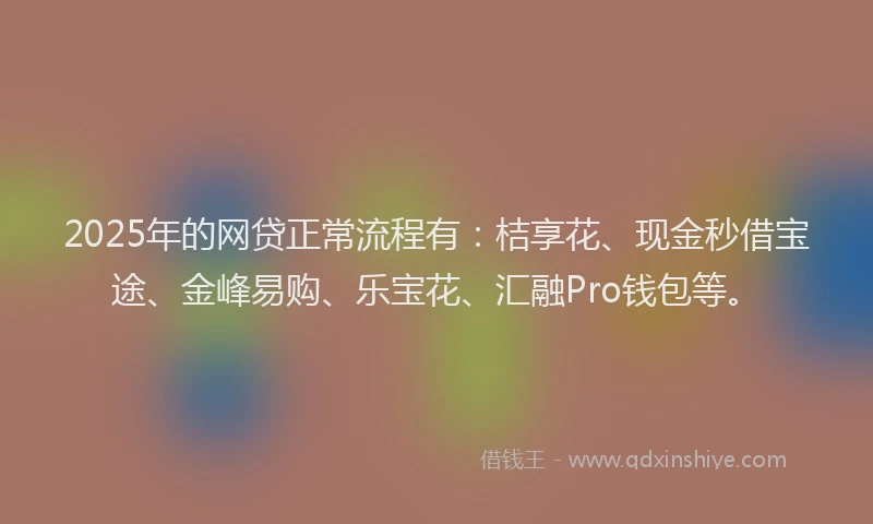 2025年的网贷正常流程有：桔享花、现金秒借宝途、金峰易购、乐宝花、汇融Pro钱包等。