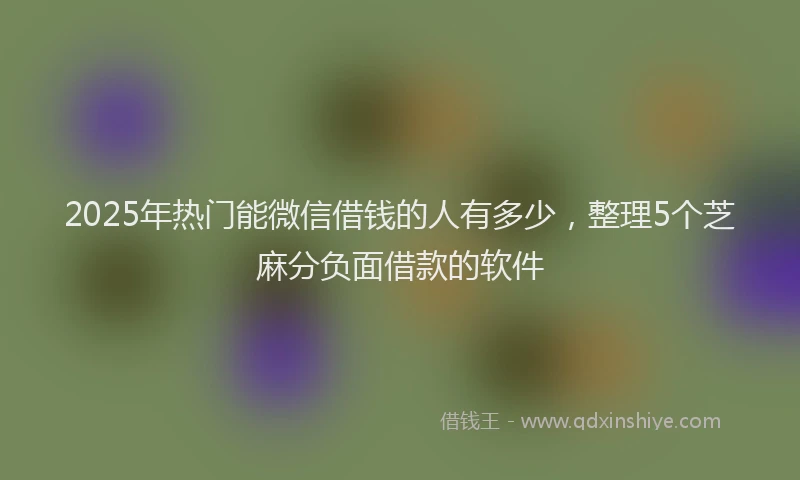 2025年热门能微信借钱的人有多少，整理5个芝麻分负面借款的软件