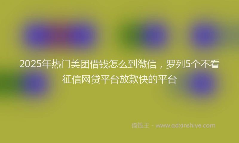 2025年热门美团借钱怎么到微信，罗列5个不看征信网贷平台放款快的平台