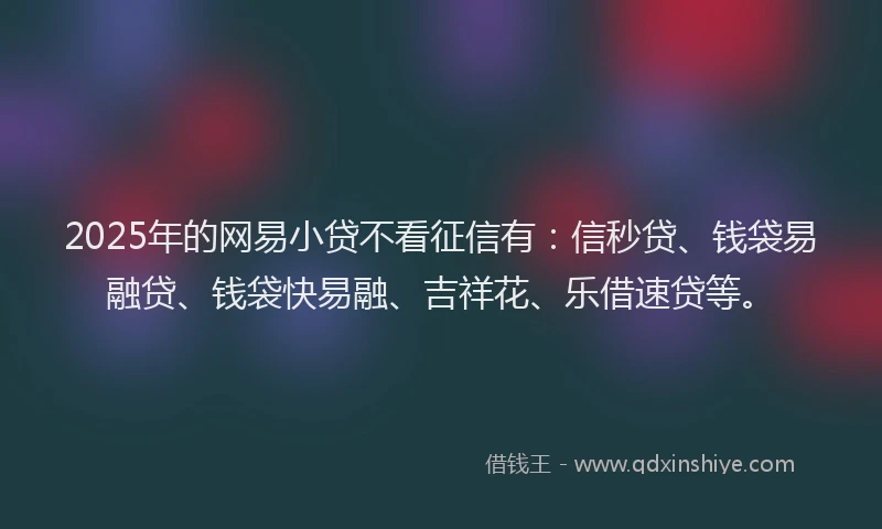 2025年的网易小贷不看征信有：信秒贷、钱袋易融贷、钱袋快易融、吉祥花、乐借速贷等。