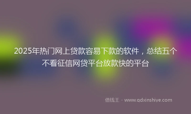 2025年热门网上贷款容易下款的软件，总结五个不看征信网贷平台放款快的平台