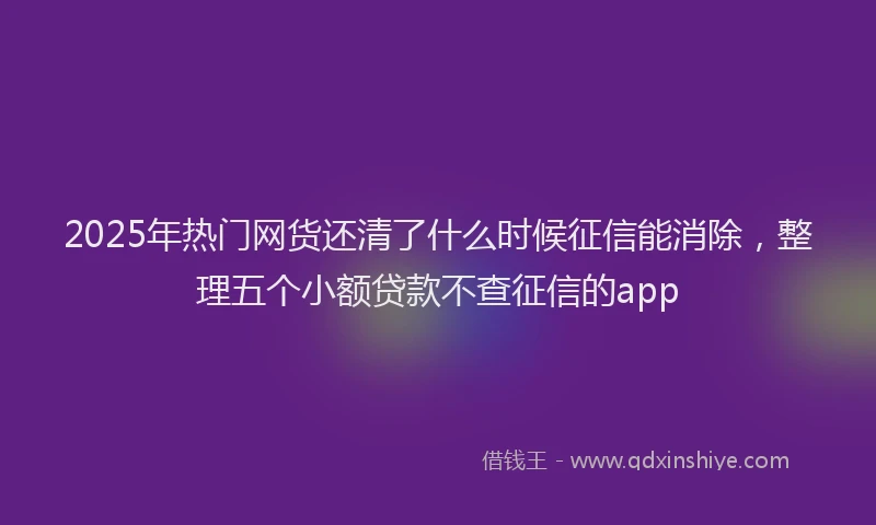 2025年热门网货还清了什么时候征信能消除，整理五个小额贷款不查征信的app