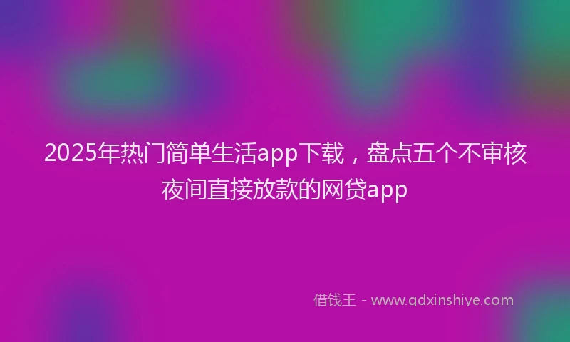 2025年热门简单生活app下载，盘点五个不审核夜间直接放款的网贷app