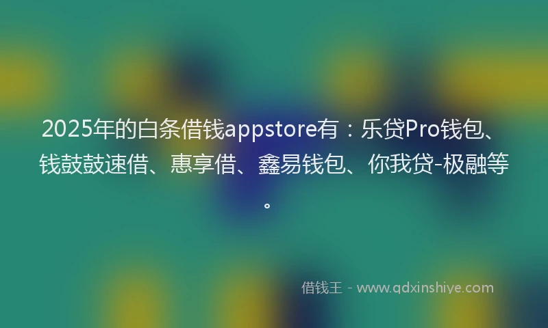 2025年的白条借钱appstore有：乐贷Pro钱包、钱鼓鼓速借、惠享借、鑫易钱包、你我贷-极融等。