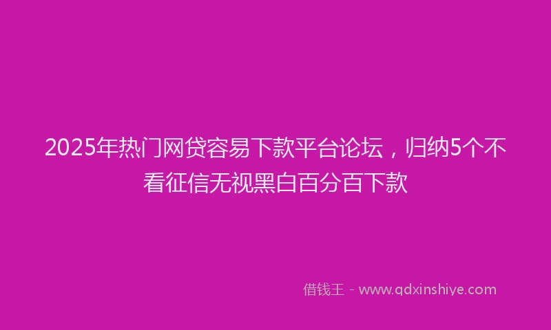 2025年热门网贷容易下款平台论坛，归纳5个不看征信无视黑白百分百下款
