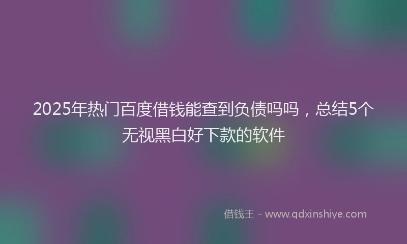2025年热门百度借钱能查到负债吗吗，总结5个无视黑白好下款的软件