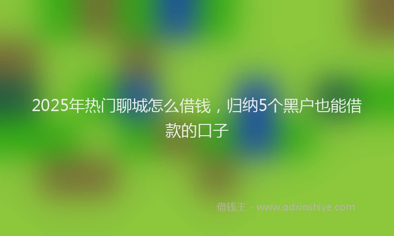 2025年热门聊城怎么借钱，归纳5个黑户也能借款的口子