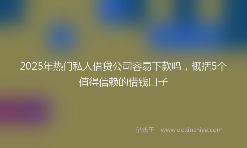 2025年热门私人借贷公司容易下款吗，概括5个值得信赖的借钱口子