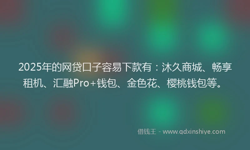 2025年的网贷口子容易下款有：沐久商城、畅享租机、汇融Pro+钱包、金色花、樱桃钱包等。