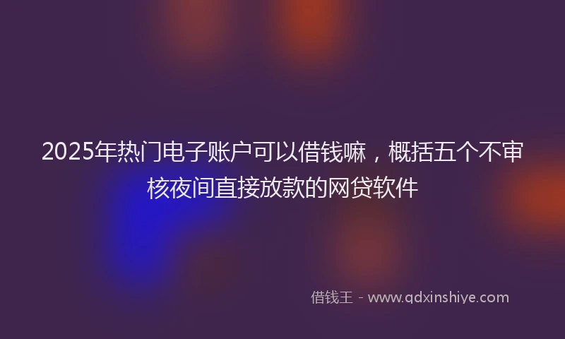 2025年热门电子账户可以借钱嘛，概括五个不审核夜间直接放款的网贷软件