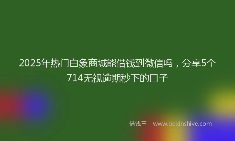 2025年热门白象商城能借钱到微信吗，分享5个714无视逾期秒下的口子