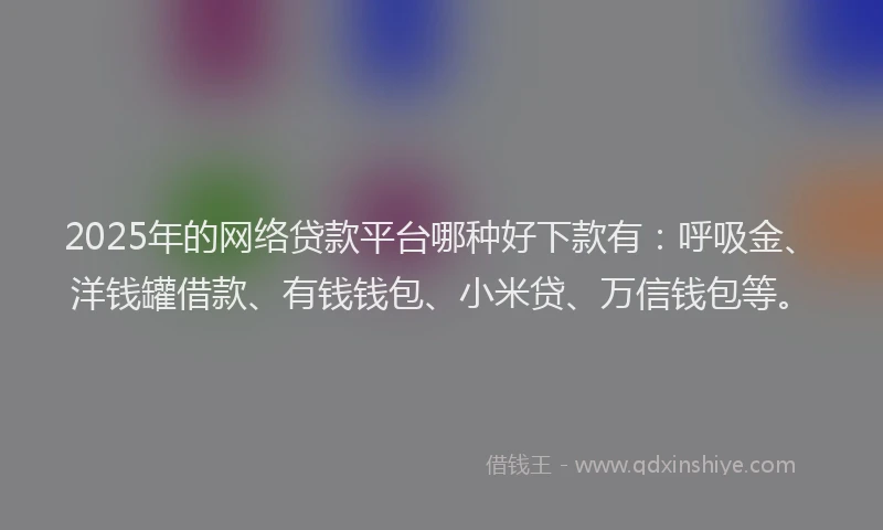 2025年的网络贷款平台哪种好下款有：呼吸金、洋钱罐借款、有钱钱包、小米贷、万信钱包等。