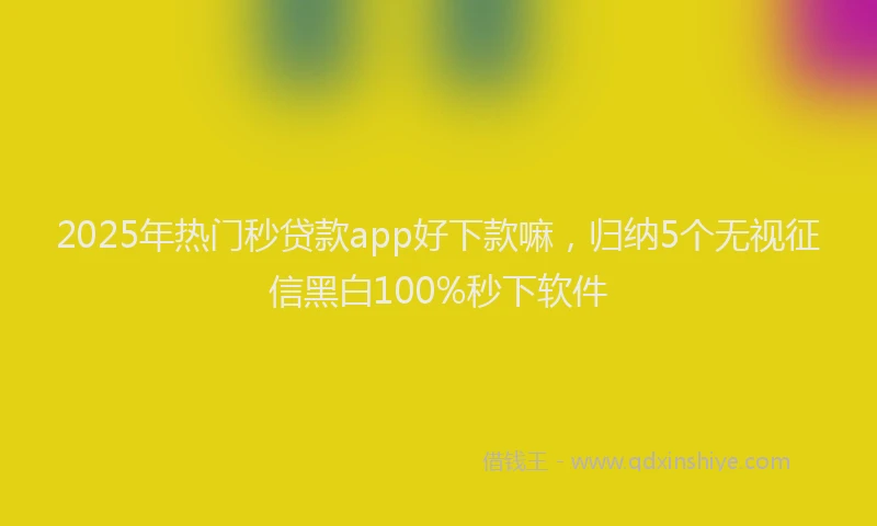 2025年热门秒贷款app好下款嘛，归纳5个无视征信黑白100%秒下软件