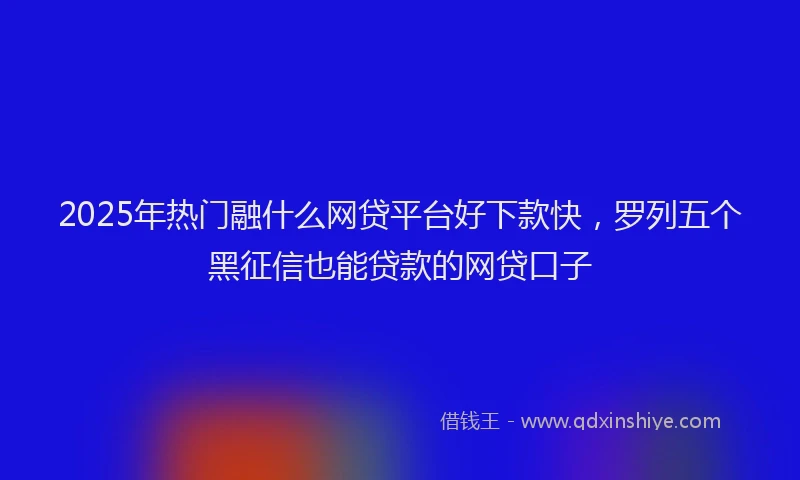 2025年热门融什么网贷平台好下款快，罗列五个黑征信也能贷款的网贷口子