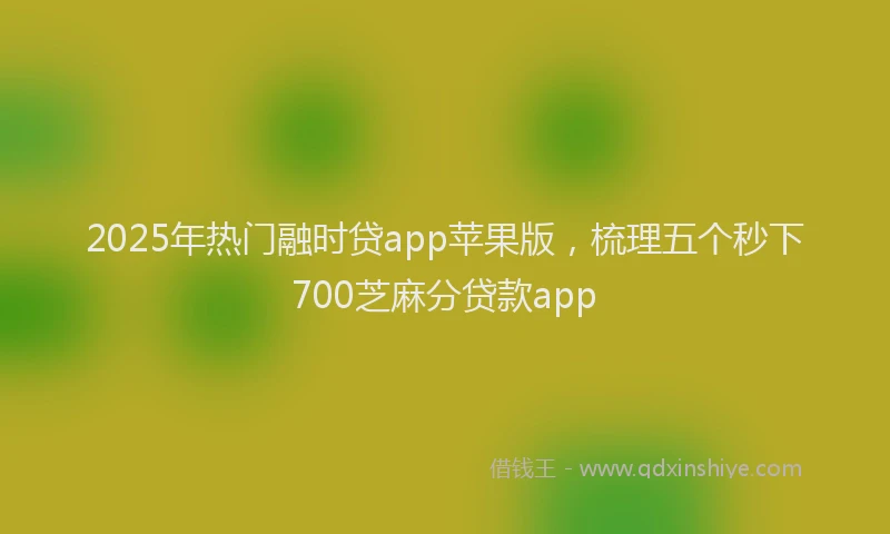 2025年热门融时贷app苹果版，梳理五个秒下700芝麻分贷款app