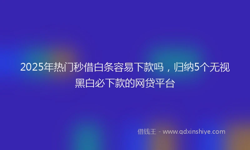 2025年热门秒借白条容易下款吗，归纳5个无视黑白必下款的网贷平台